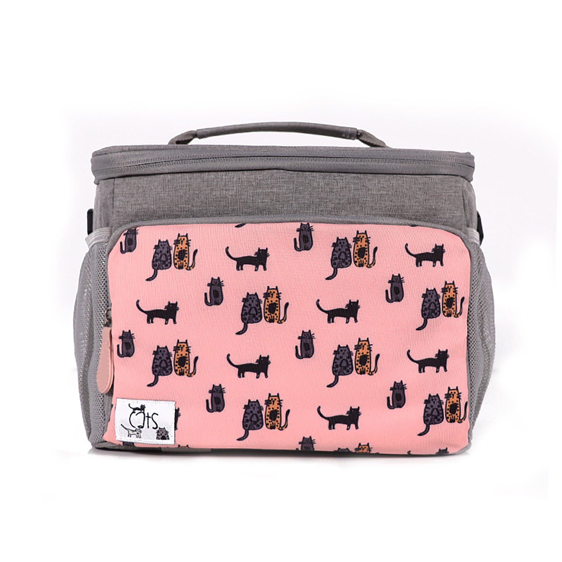 Biggdesign Katzen Isolierte Tasche in Pink mit Katzenmuster, ideal für die Aufbewahrung von Speisen und Getränken.